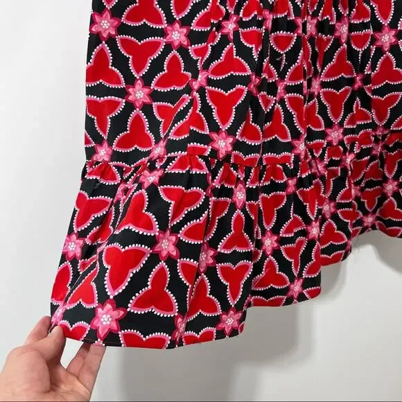 Saloni Abstracts Floral Print Ashley-B Shift Dress in Chilli Pawpaw Size 4 NWT